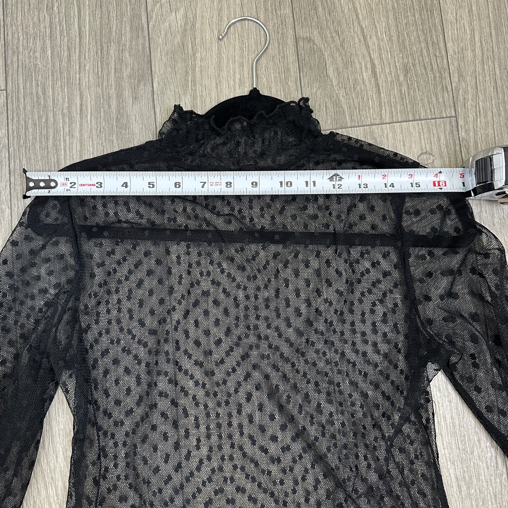 Polka Dot Ruffle Blouse S Sheer SHEIN Top Small - Picture 5 of 7